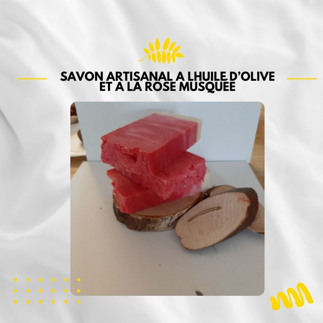 Savon artisanal à l'huile d'olive et à la rose musquée