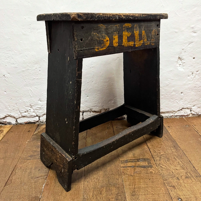 A Rustic Industrial Factory Line Workers Stool Reputedly From The Raleigh Bicycle Factory