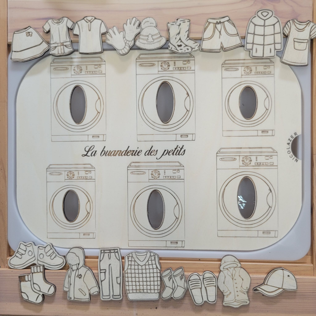 Insert sensoriel bois compatible trofast &quot;la buanderie des petits&quot;