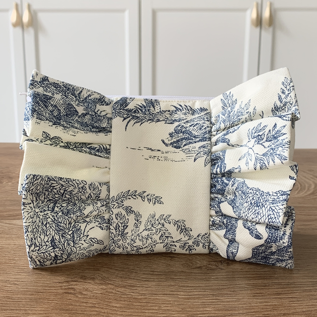 Trousse toile de jouy bleue
