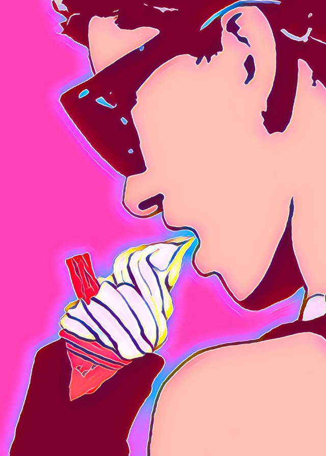 Audrey with Ice Cream, Audrey Hepburn, Pink, Pop Art Canvas, Warhol inspired, Home Decor, Wall Art