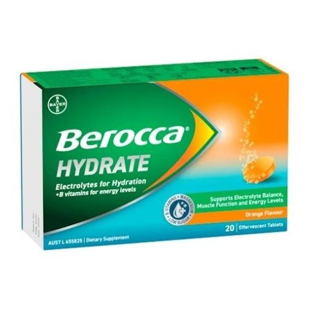 Bioglan Berocca Effervescent Hydrate Orange Tab 20