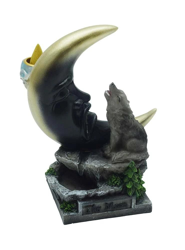 Backflow Wolf &amp; Moon Incense Burner.