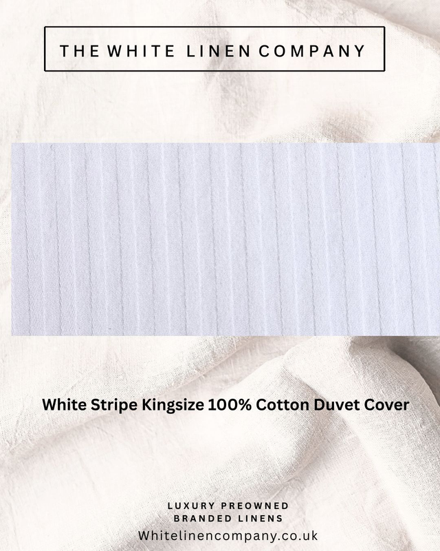 White Stripe Kingsize 100% Cotton Duvet Cover