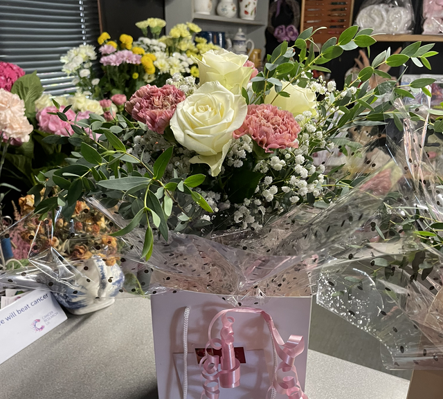 Rose and carnation aqua pack bouquet 