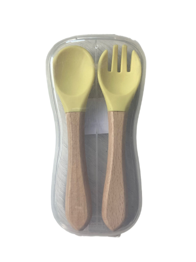 set de cubiertos de silicona para bebé