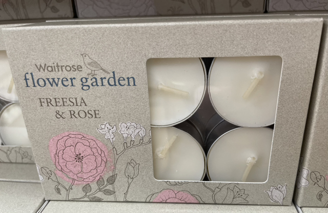 Waitrose tealights 12 pack freesia &amp; rose