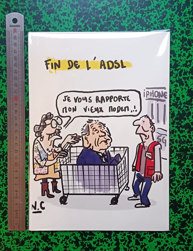 Tirage - A4 - Dessin Bayrou - Fin de l'ADSL - N.C dessinateur