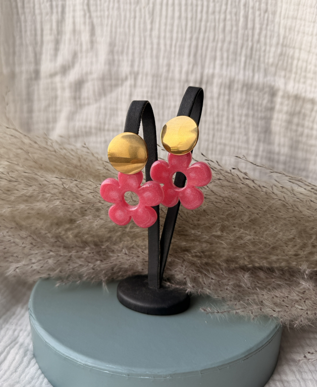 Boucles d’oreilles « Spring » résine acier inoxydable doré