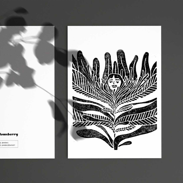 Linogravure "Sortir de son cocon"