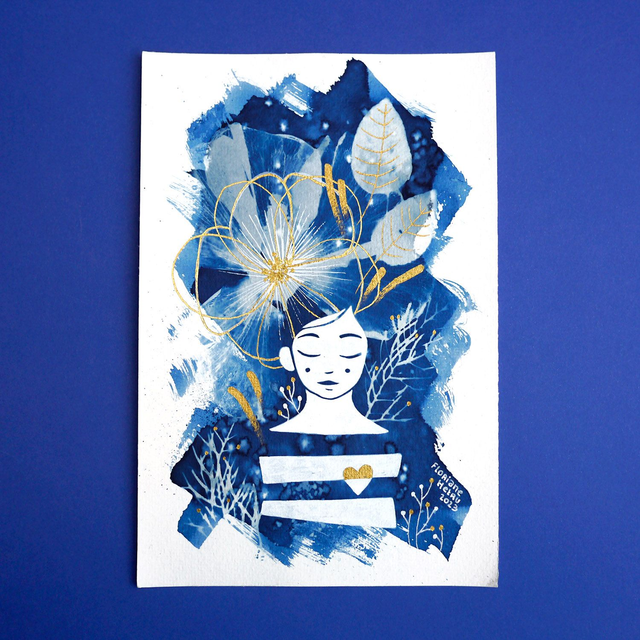 CYANOTYPE A5 // avec dorures ✨