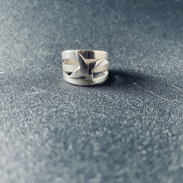 Bague « 3 anneaux et étoile » en argent sterling 925texturé