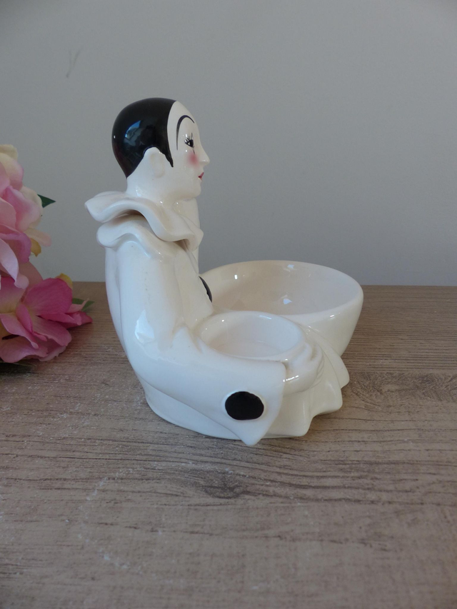 Pot à Barbier Vintage Pierrot en Céramique des Années 1970 – Vide-Poche Décoratif Multifonction pour Rasage, Bijoux ou Clés, Déco Chambre