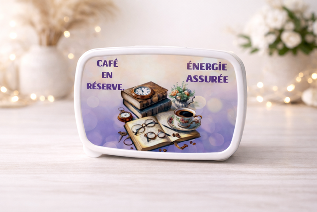 Boîte “Café en réserve – Énergie assurée”