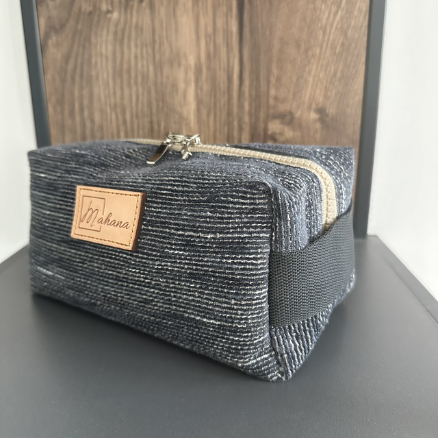 Trousse de toilette homme gris bleue chinée