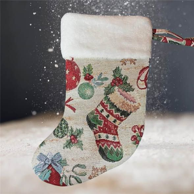 Chaussette de Noël en Toile Fil Doré