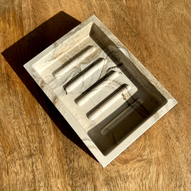 Porte savon épais marbré beige 