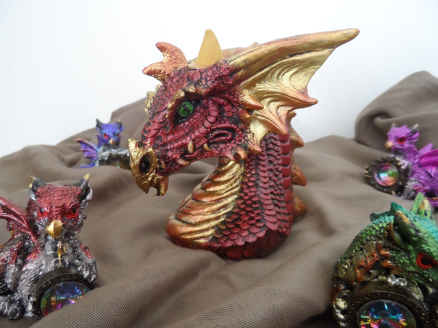 Brûleur d'encens à refoulement Reflux Backflow - Dragon rouge