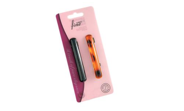 Fine Lines Hair Barrette Plain 2 Pcs (6065)
