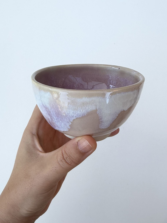 Pink/lilac foot ring small bowl