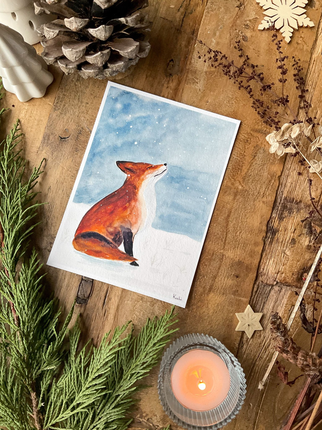 Première neige du Renard - carte postale