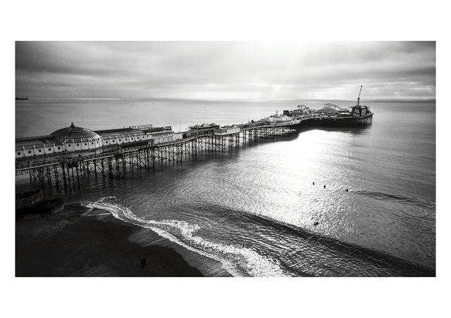 Black &amp; White Brighton Pier Seascape Limited Edition Print