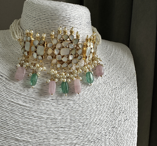 Mother of pearl choker set Pastel 