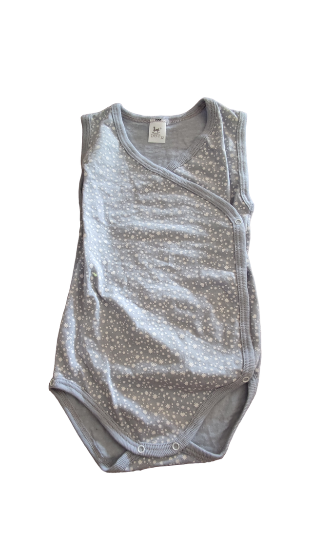 Body sans manche cache-cœur gris 12 mois (Pera)