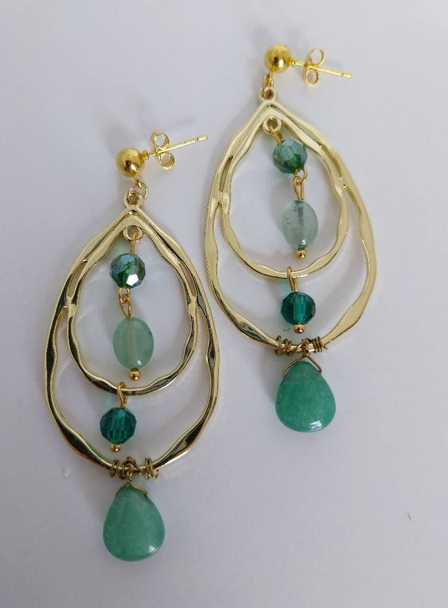 ✨ Boucles d’oreilles &quot;gouttes aventurine&quot; ✨