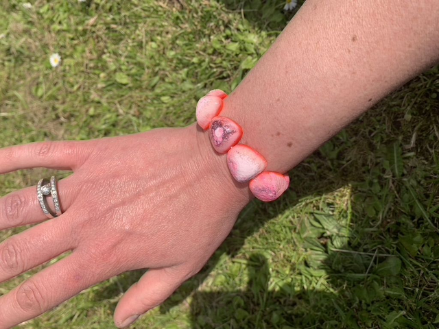 Bracelet Galets - Blanc Rose vif pailleté