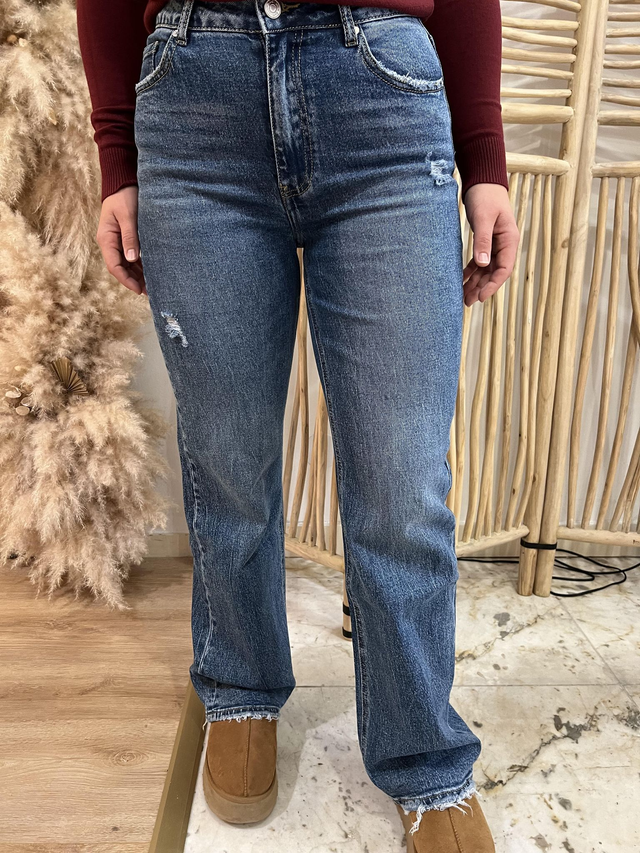 Queen Hearts | Wide leg jeans, Fray hem Blauw