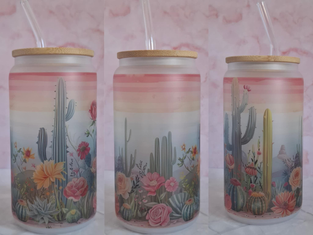 Verre givré cactus 2