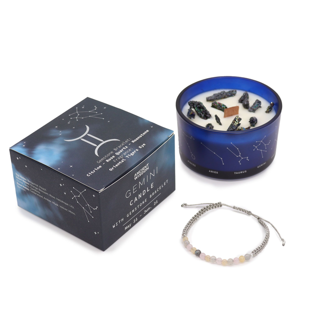 Bougie de Cristal du Zodiaque avec Bracelet - Gémeaux