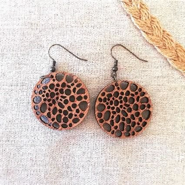 E12 – Boucles d'oreilles artisanales en bois inspiration nature CRATER – Style Bohème