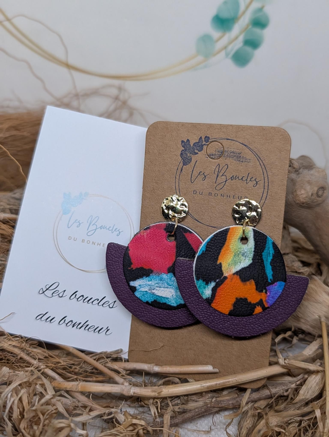 Boucles d'oreilles Dona multicolore violet do095