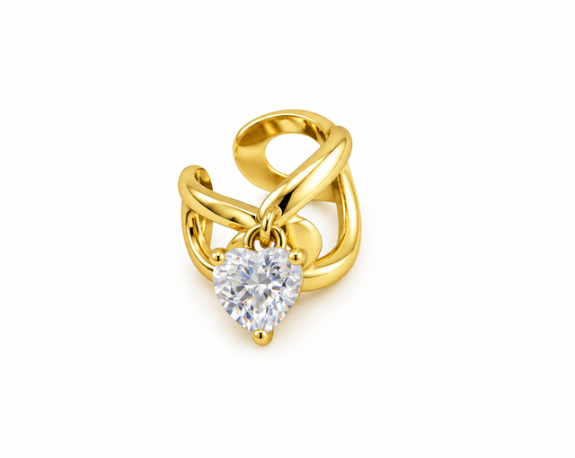 Heart earcuff goud