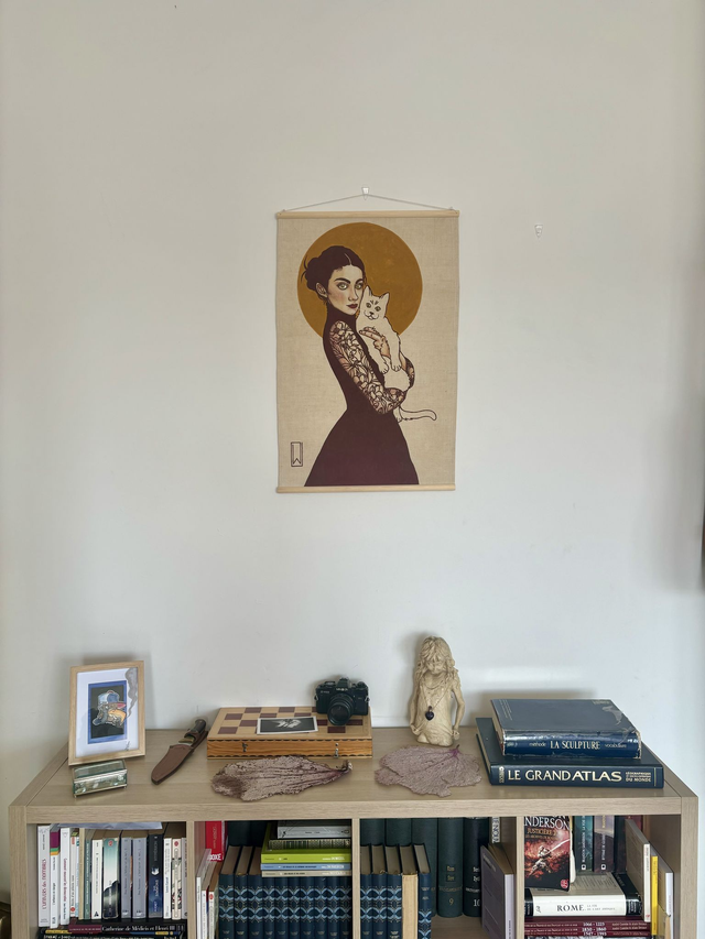 Collection 7 Vies , ocre et chat noir 