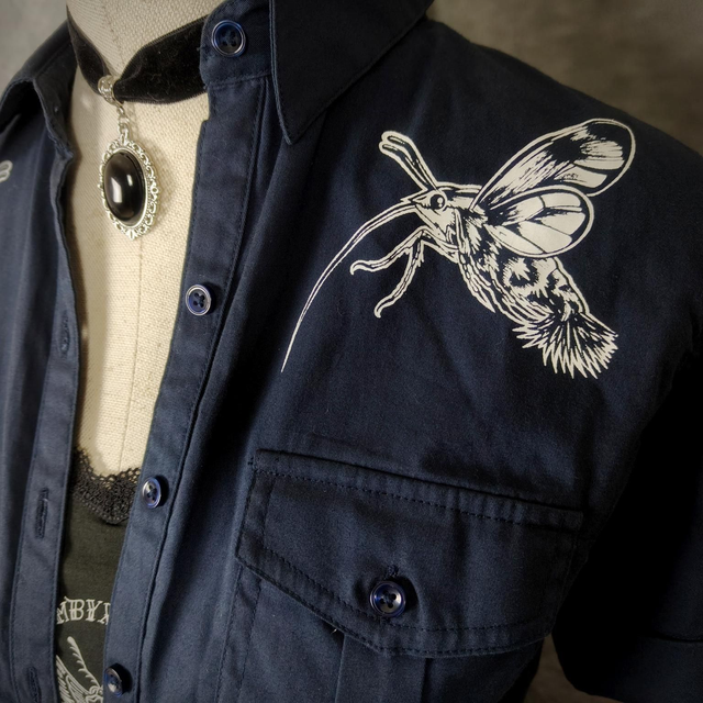 Chemise style Pin up "Hot Rod Lupo" Navy blue