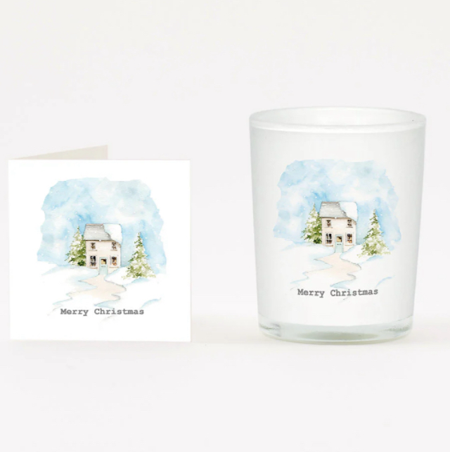 Christmas House Candle with Card Set