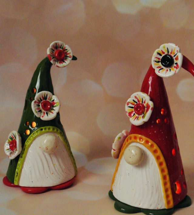 Photophore gnome de Noël en céramique