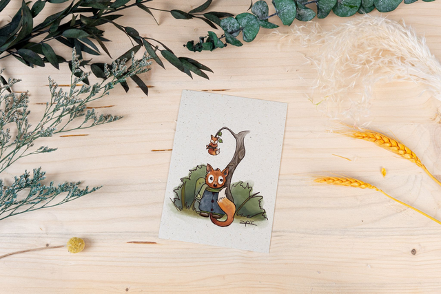Graspapierkarte - Halloween Füchse