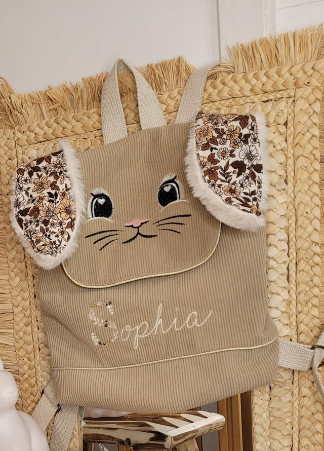 Sac à dos lapin 🐰 fleurs cacao