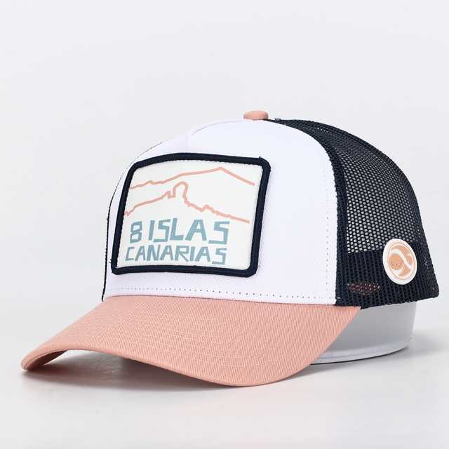 Gorra 8 islas Canarias salmón-negra