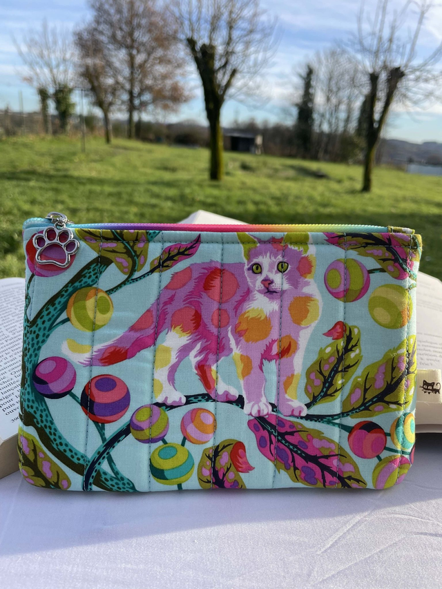 Pochette plate zip chat