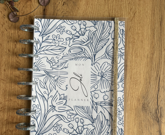Planner souple fleur bleue
