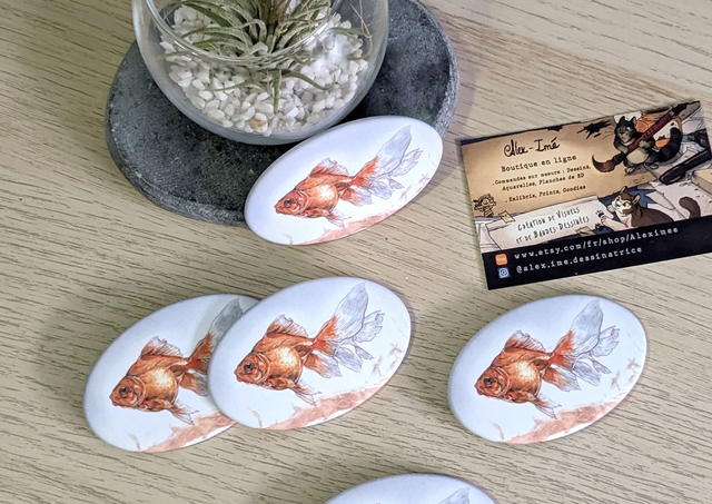 Voile de Chine, Broche Soft Touch ovale