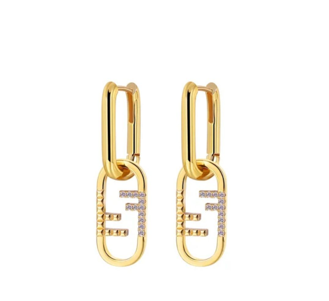 Boucles d'oreilles FD doré avec strass