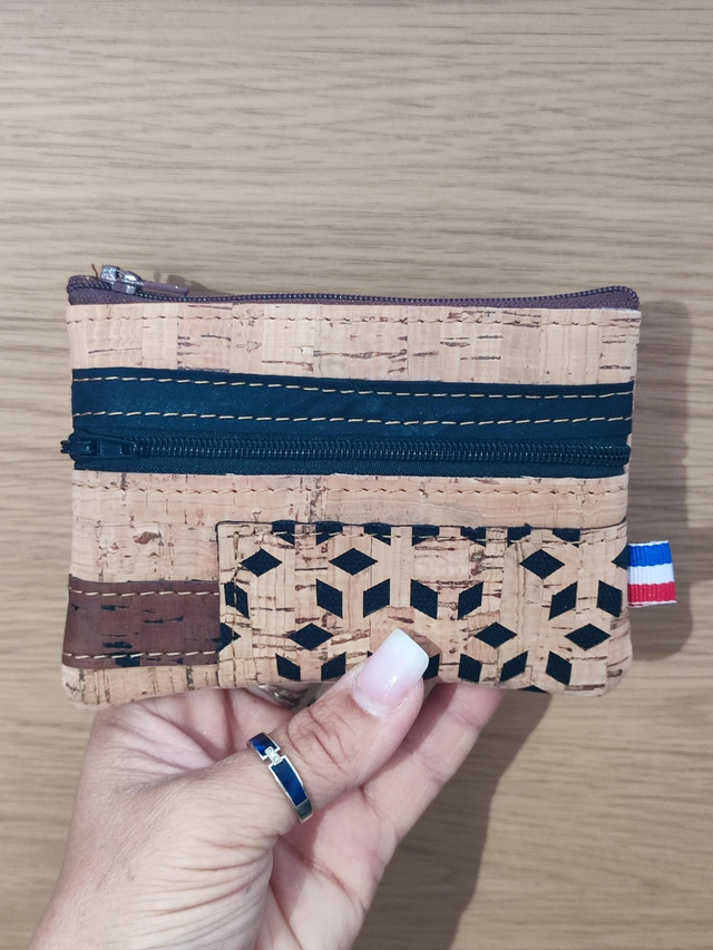 Porte monnaie deux poches triangles