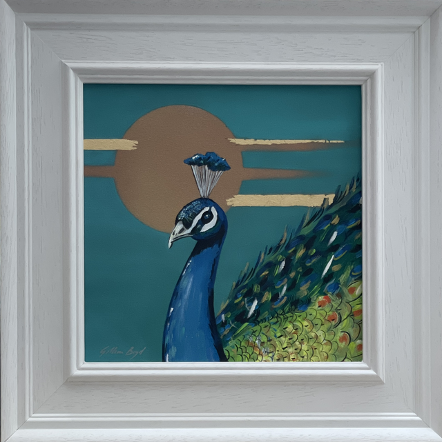 Peacock in acrylic with gold leaf