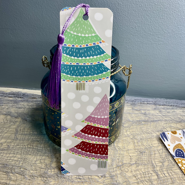 Handmade laminated Christmas bookmarks. Beautiful gift for book lovers. Secret Santa